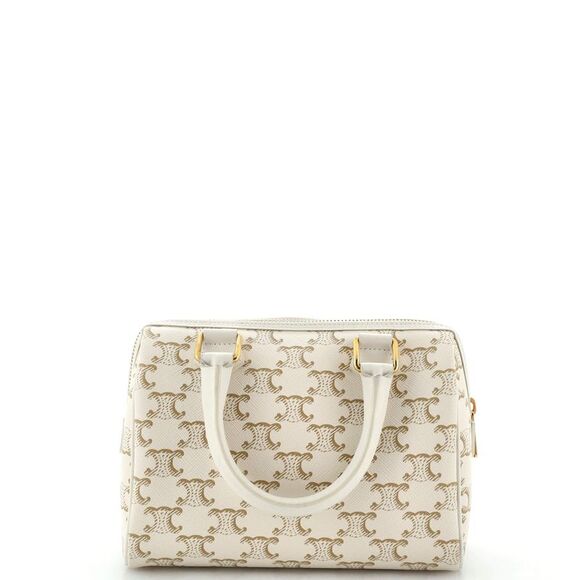 Celine Boston Bag Triomphe Coated Canvas Small Neutral - Picture 3 of 11